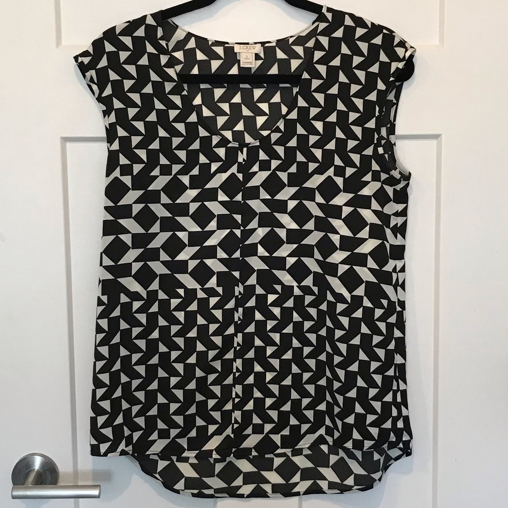 JCrew Black and White Patterned Blouse Size 6P